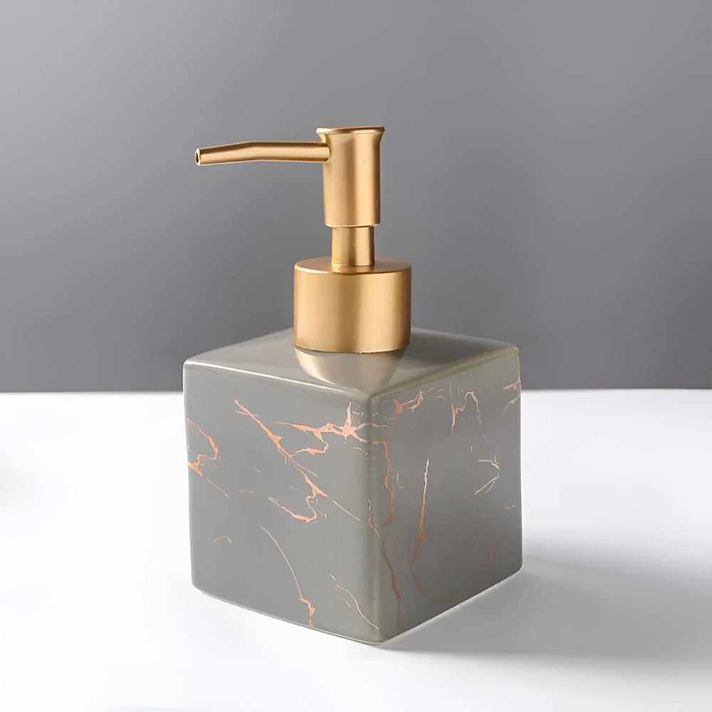 Marbelle – Marble Ceramic Soap Dispenser with Gold Pump