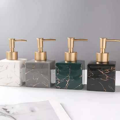 Marbelle – Marble Ceramic Soap Dispenser with Gold Pump
