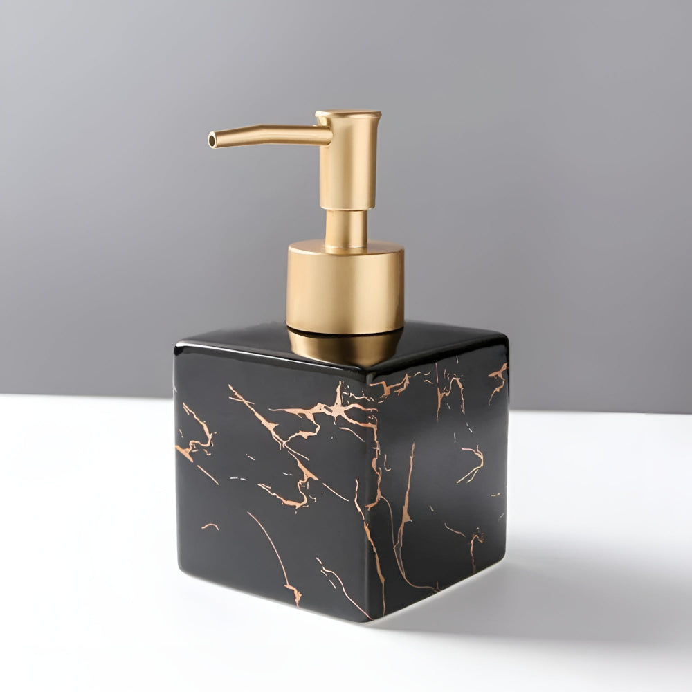 Marbelle – Marble Ceramic Soap Dispenser with Gold Pump