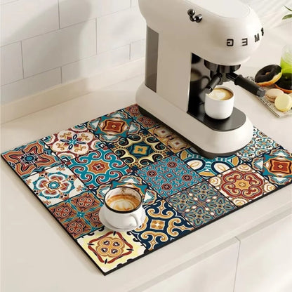 RetroDry Mat - Absorbent Coffee Mat - Vintage Style - Kitchen Essential