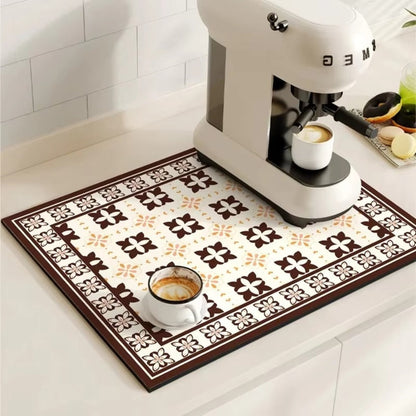 RetroDry Mat - Absorbent Coffee Mat - Vintage Style - Kitchen Essential