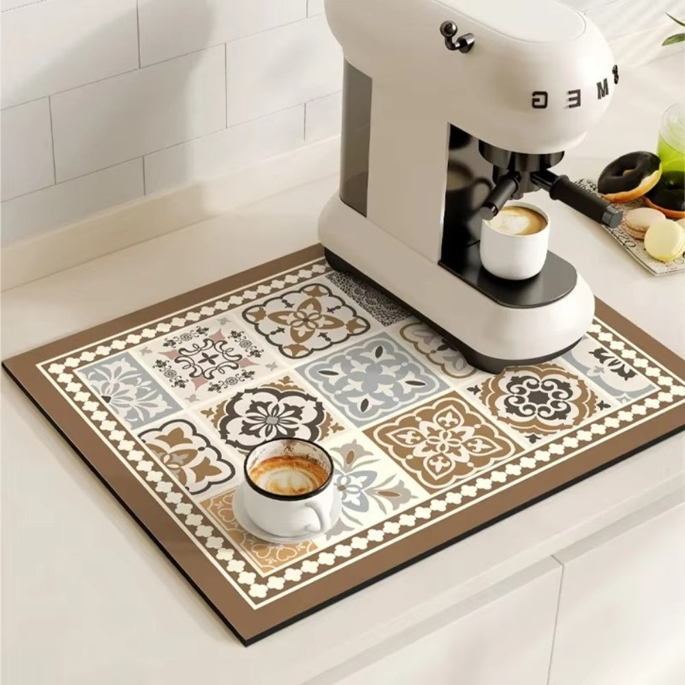 RetroDry Mat - Absorbent Coffee Mat - Vintage Style - Kitchen Essential