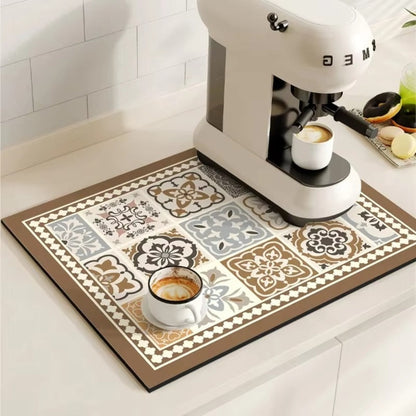 RetroDry Mat - Absorbent Coffee Mat - Vintage Style - Kitchen Essential