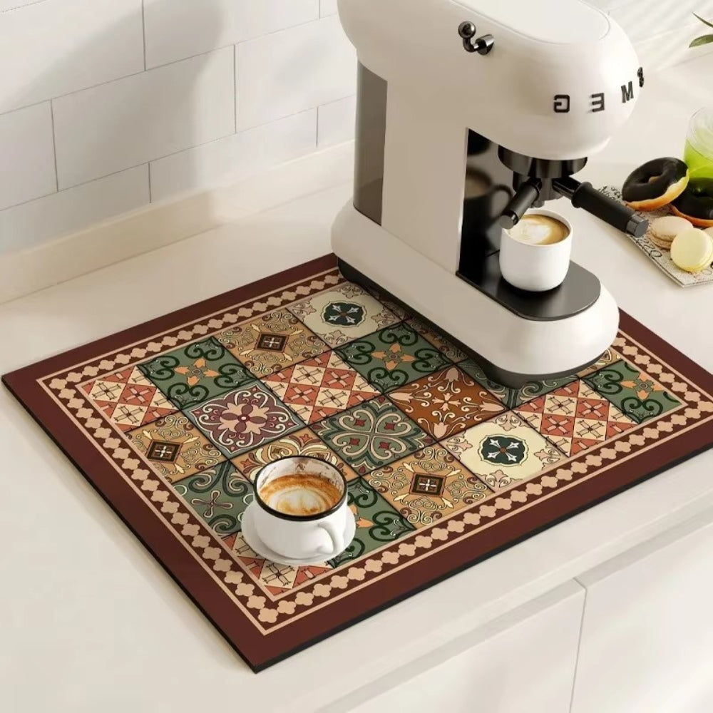 RetroDry Mat - Absorbent Coffee Mat - Vintage Style - Kitchen Essential