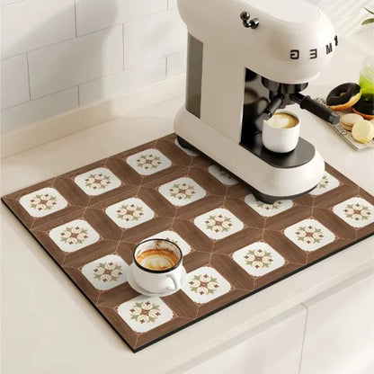 RetroDry Mat - Absorbent Coffee Mat - Vintage Style - Kitchen Essential