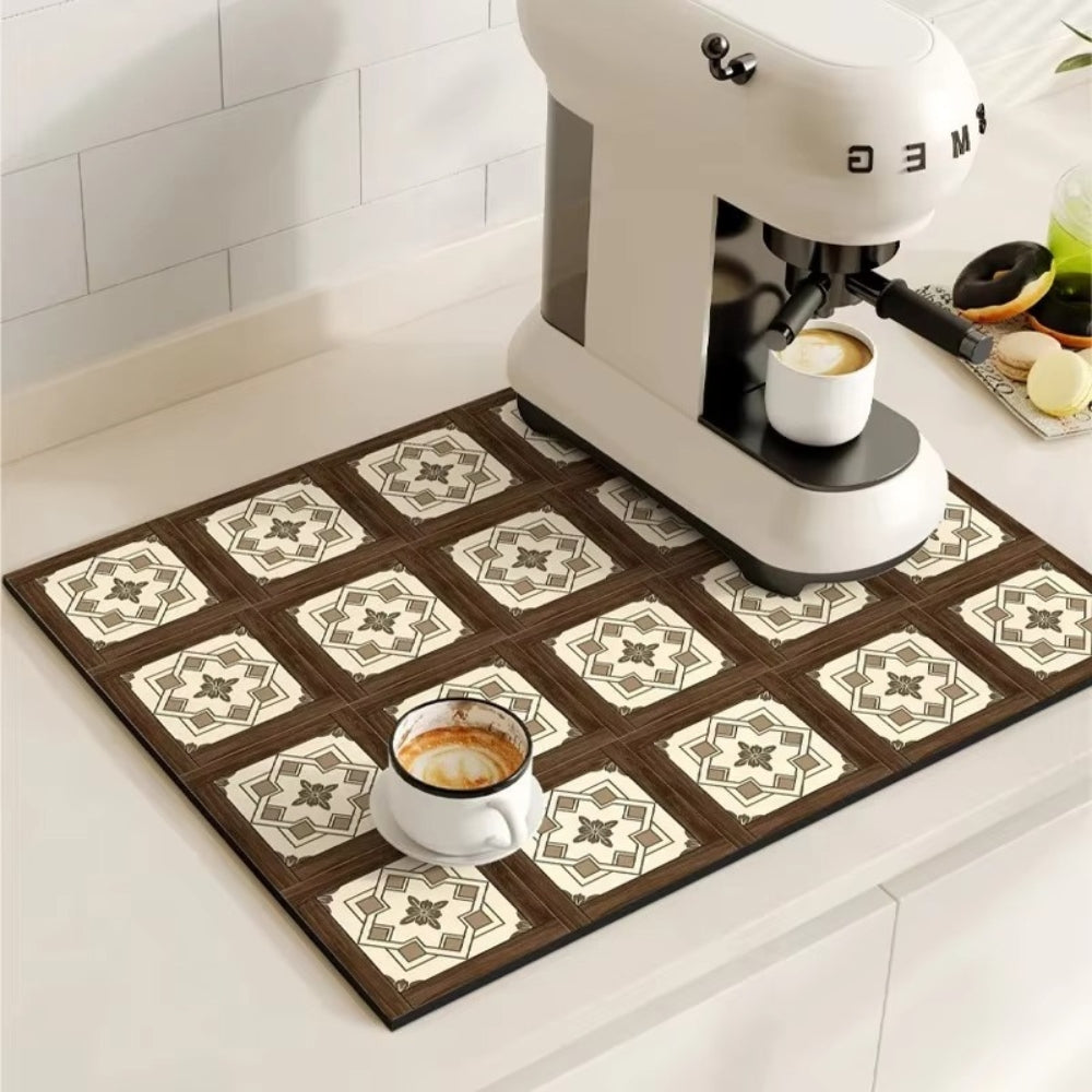 RetroDry Mat - Absorbent Coffee Mat - Vintage Style - Kitchen Essential