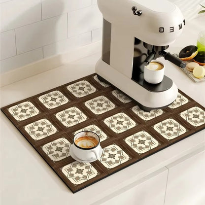 RetroDry Mat - Absorbent Coffee Mat - Vintage Style - Kitchen Essential