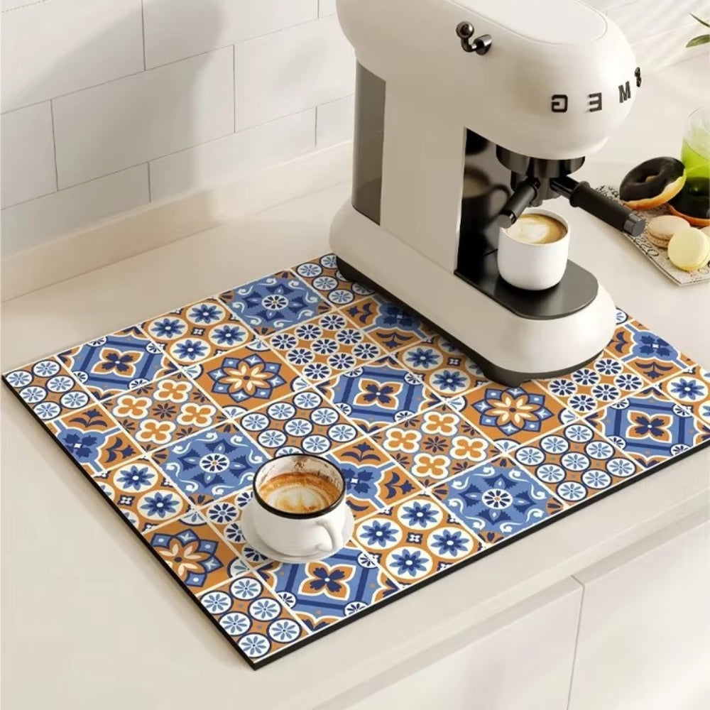 RetroDry Mat - Absorbent Coffee Mat - Vintage Style - Kitchen Essential