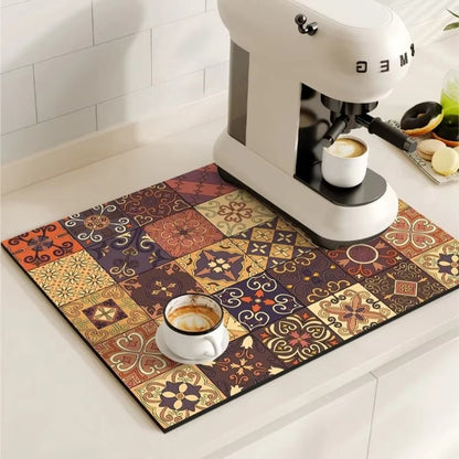 RetroDry Mat - Absorbent Coffee Mat - Vintage Style - Kitchen Essential