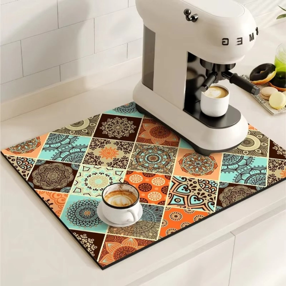 RetroDry Mat - Absorbent Coffee Mat - Vintage Style - Kitchen Essential