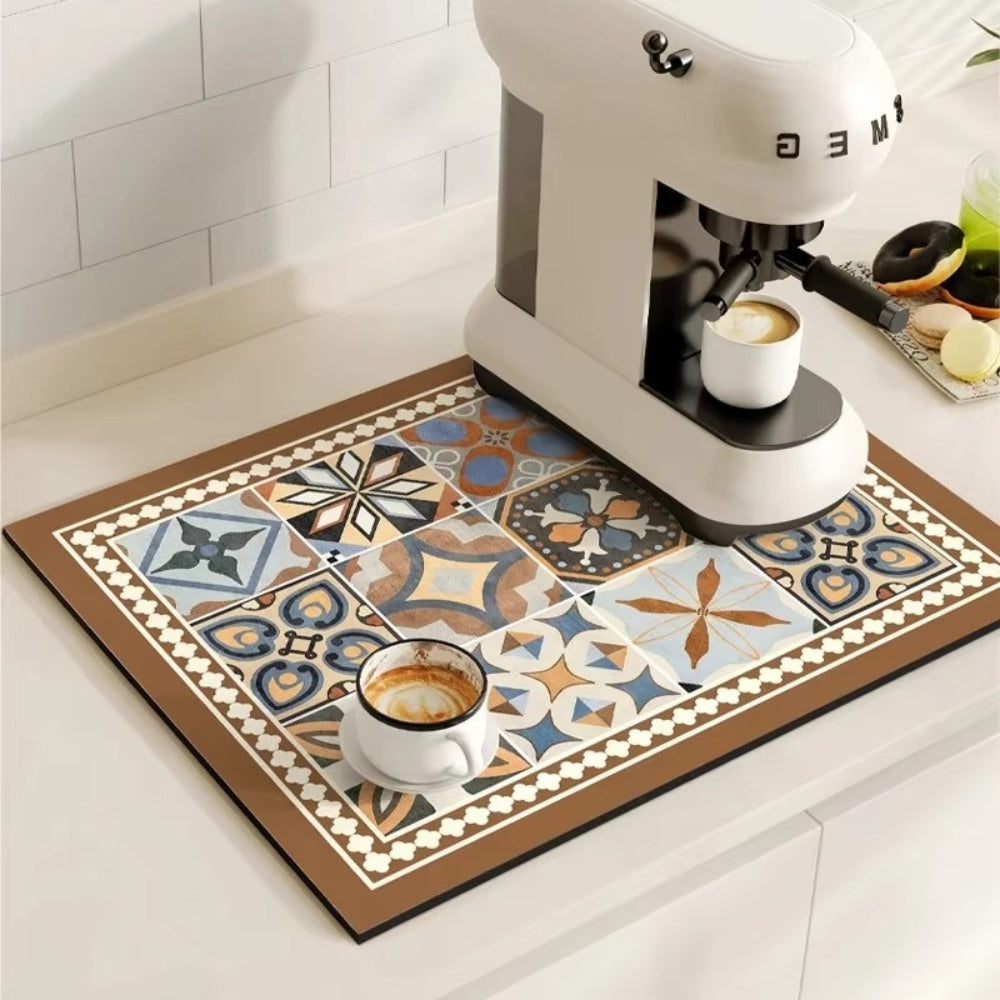 RetroDry Mat - Absorbent Coffee Mat - Vintage Style - Kitchen Essential