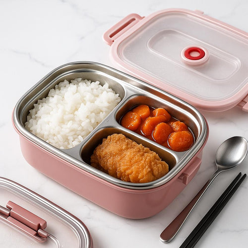 Thermo Insulated Lunch Box - Stainless Steel, Multi-Compartment
