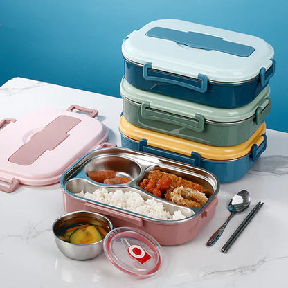 Thermo Insulated Lunch Box - Stainless Steel, Multi-Compartment