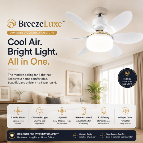 BreezeLuxe™ - No Electrician. No Wiring. Just Screw It In.